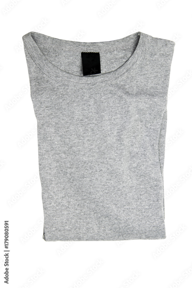 Gray folded t-shirt isolated on white background Gray folded t-shirt isolated on white background