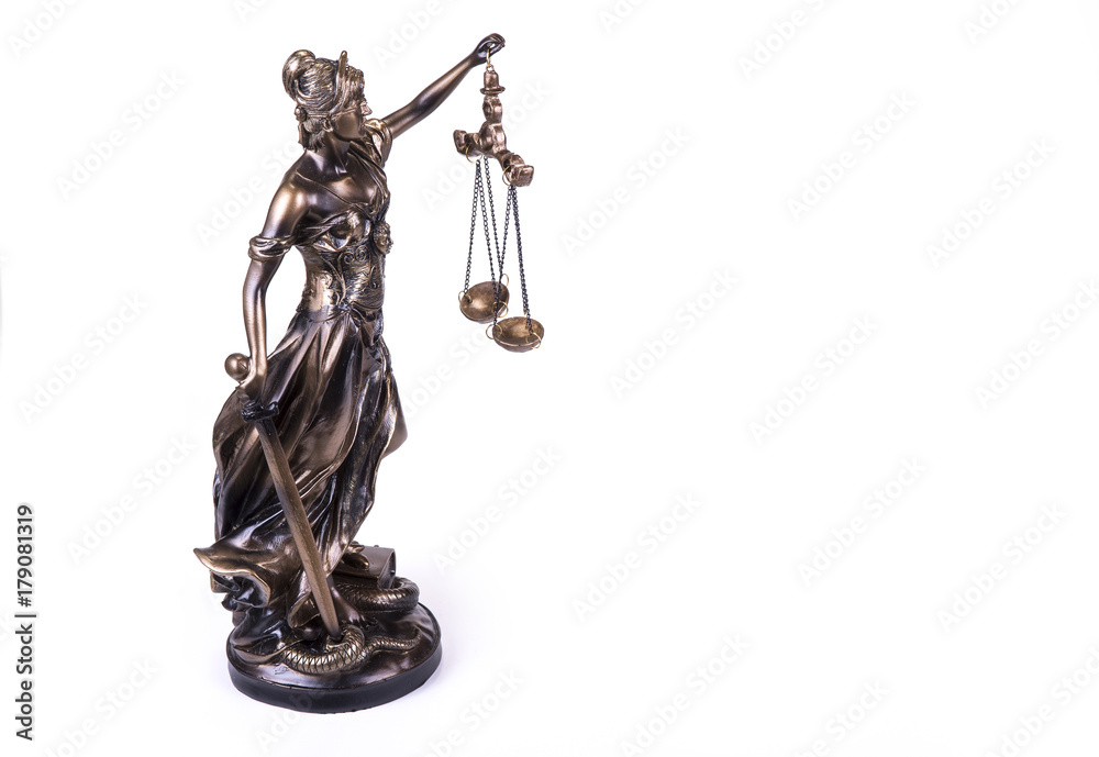 Statue of Justice Themis on the white background