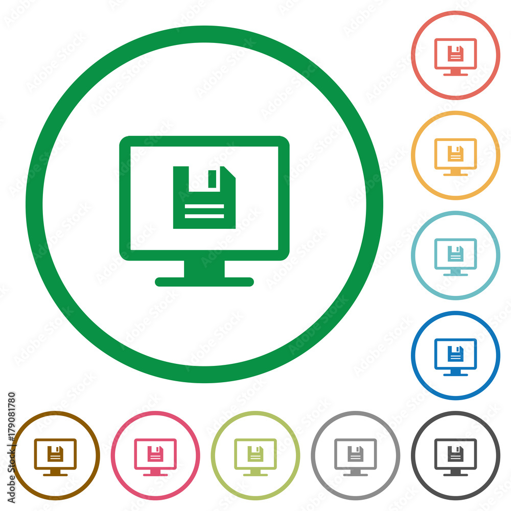 Save display settings flat icons with outlines Save display settings flat icons with outlines