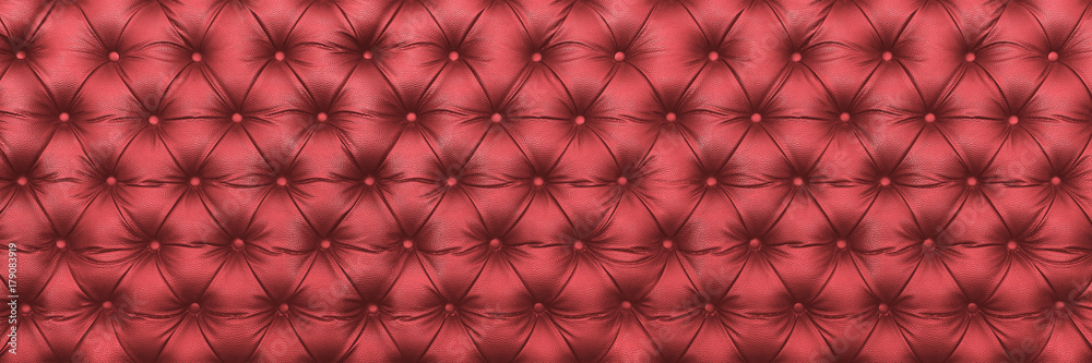 Fototapeta premium horizontal elegant dark red leather texture with buttons for pattern and background