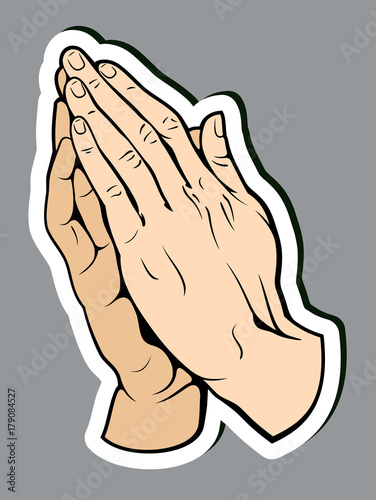 hands folded in prayer. Sticker