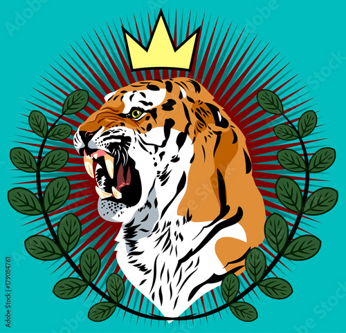 Fototapeta Naklejka Na Ścianę i Meble -  A grinning tiger