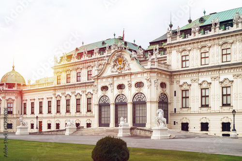 Photography Belvedere palace in sunset Vienna, Austria