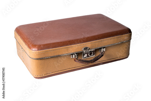 Old suitcase isolated on a white background