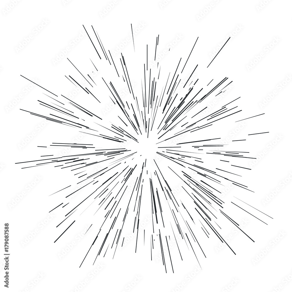 Radiating from the center of thinbeams, lines. Vector illustration. Abstract explosion, speed motion lines, radiating sharp Radiating from the center of thinbeams, lines. Vector illustration. Abstract explosion, speed motion lines, radiating sharp