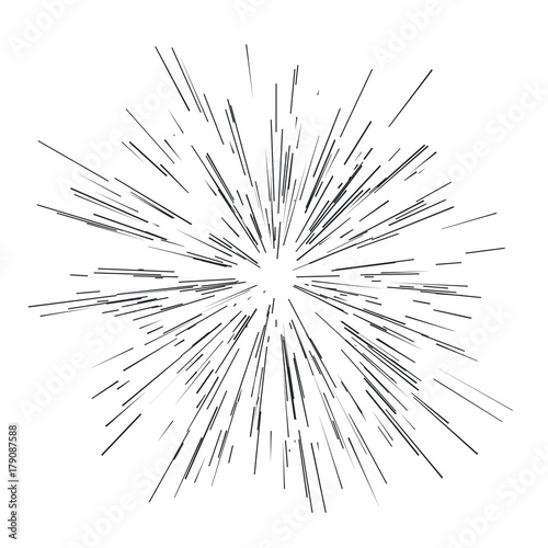 Radiating from the center of thinbeams  lines. Vector illustration. Abstract explosion  speed motion lines  radiating sharp 