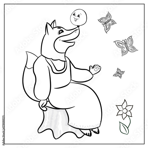 Russian folk tale about kolobok. Coloring. 