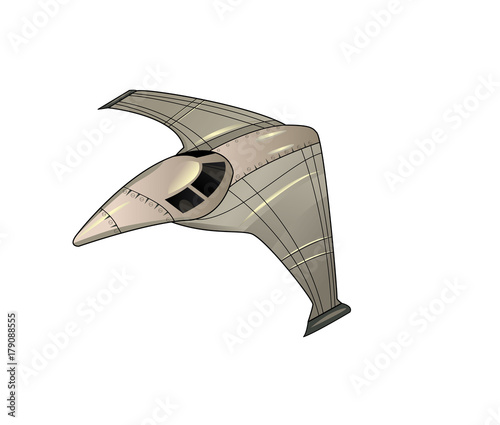 Doodle spaceship on black.
