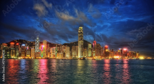 Canvas Print Hong Kong Skyline at Night