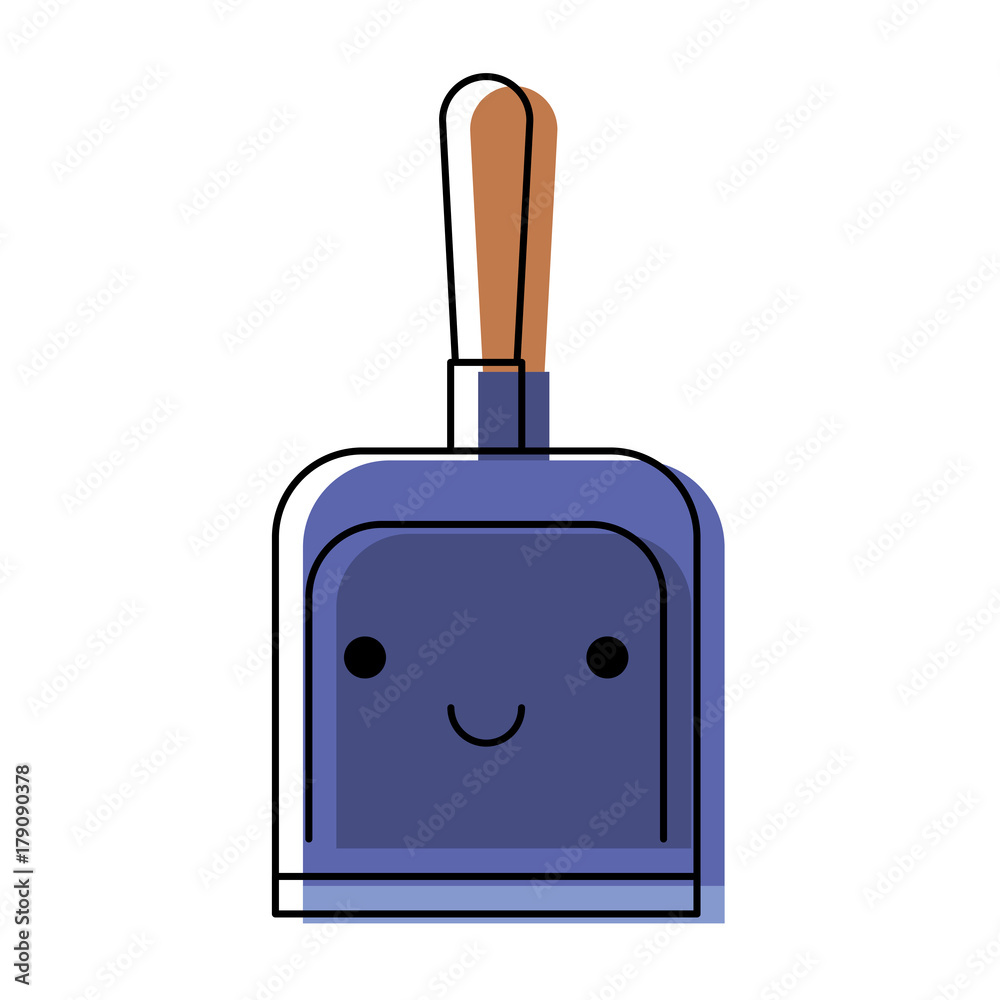 Obraz premium kawaii hand dustpan top view in colorful watercolor silhouette