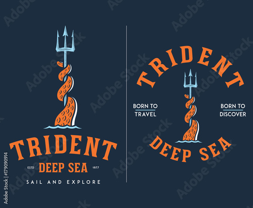 Colored trident deep sea travel and discover