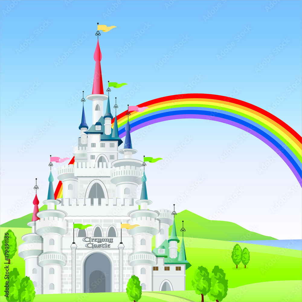 castle with rainbow castle with rainbow