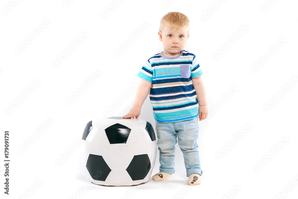 little fan with a soccer ball little fan with a soccer ball