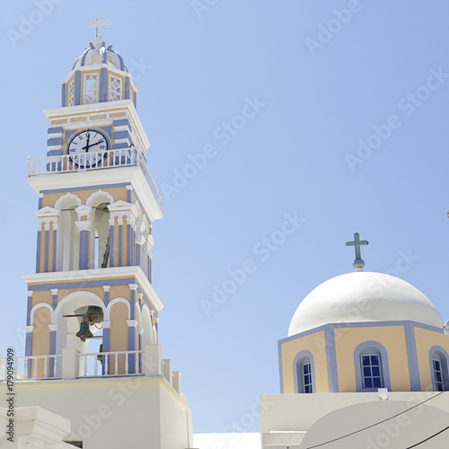 Cathedral of Saint John the Baptist in Fira. It is the main Catholic church on Santorini Island, Greece