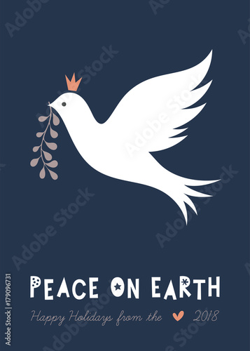 Christmas Dove. Vector illustration.