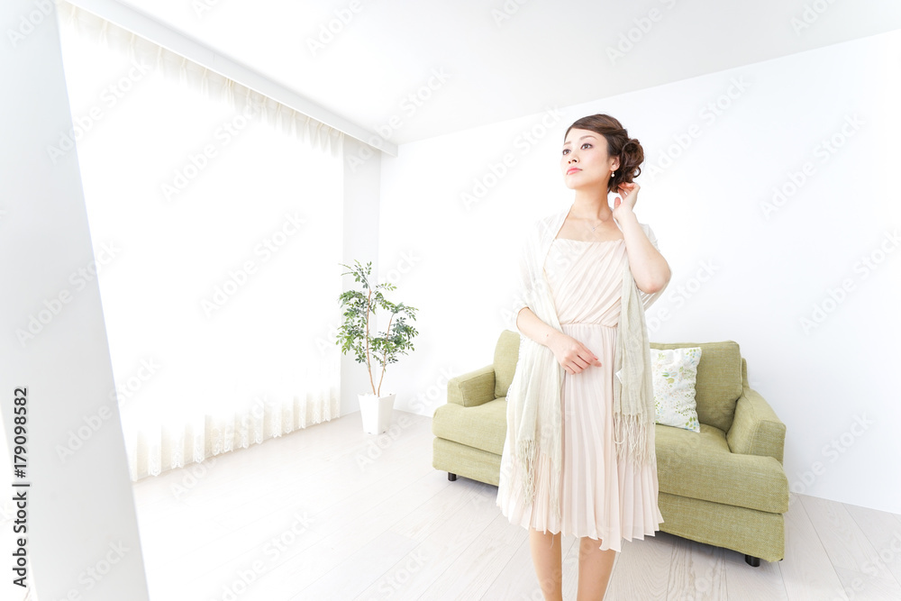 woman preparing for outgoing