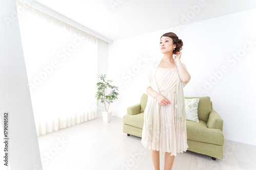woman preparing for outgoing