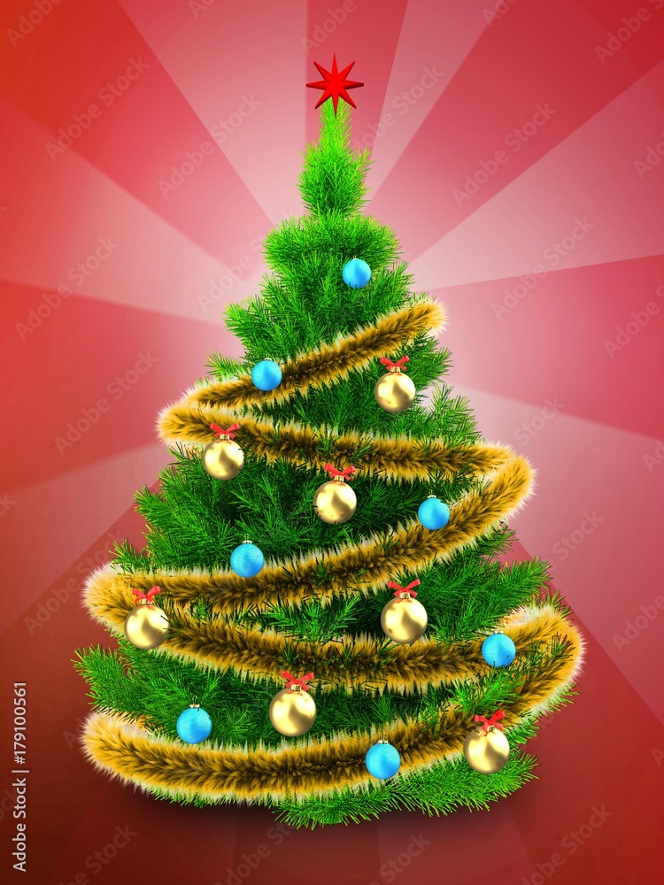 3d neon green Christmas tree over red 3d neon green Christmas tree over red