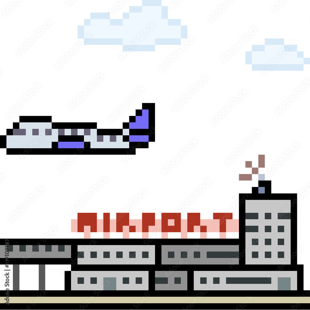 vector pixel art airport