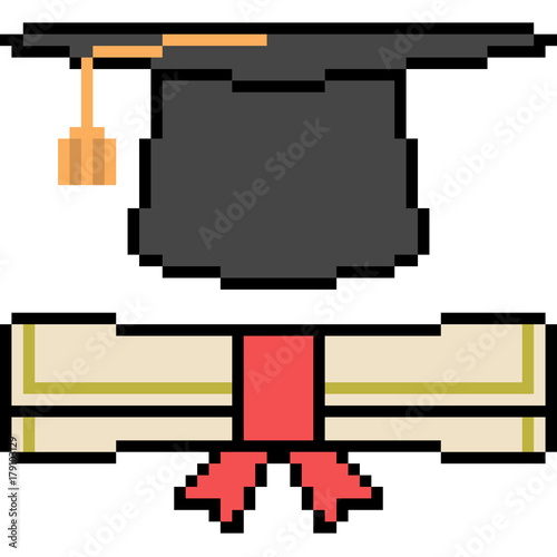 vector pixel art phd hat