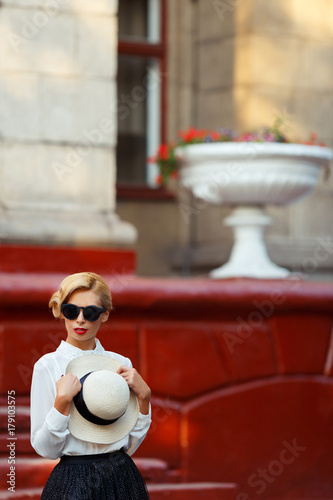Young blonde in retro image