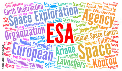 ESA, European space agency word cloud photo