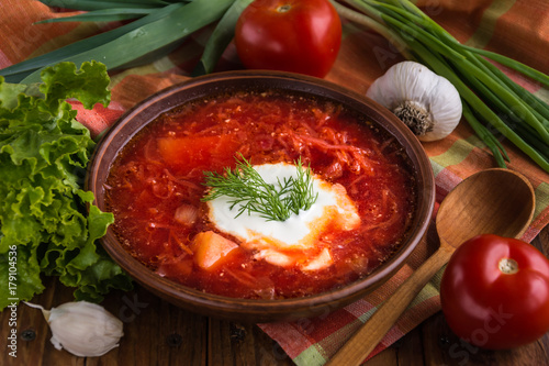 Borsht with ingredients