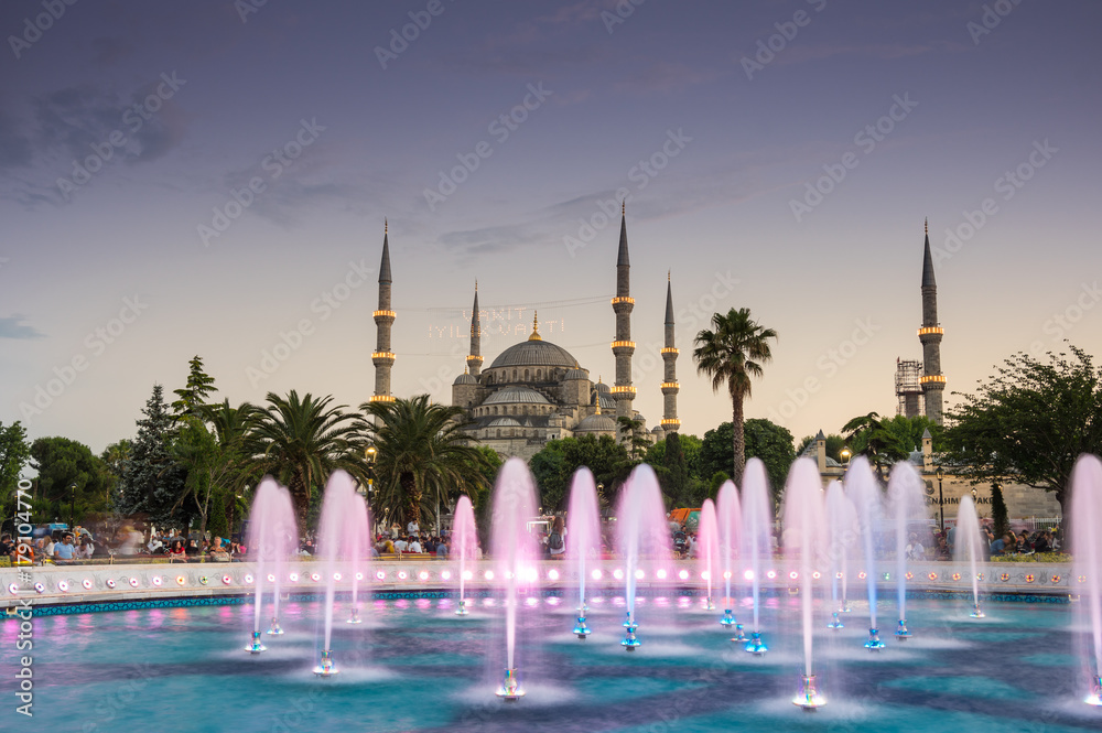 Naklejka premium Sultan Ahmet Mosque on sunset