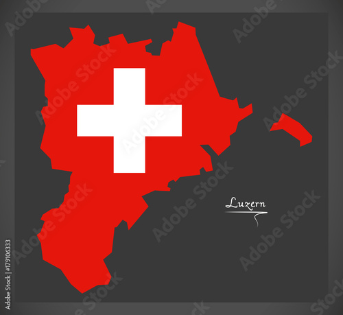 Luzern map of Switzerland with Swiss national flag illustration