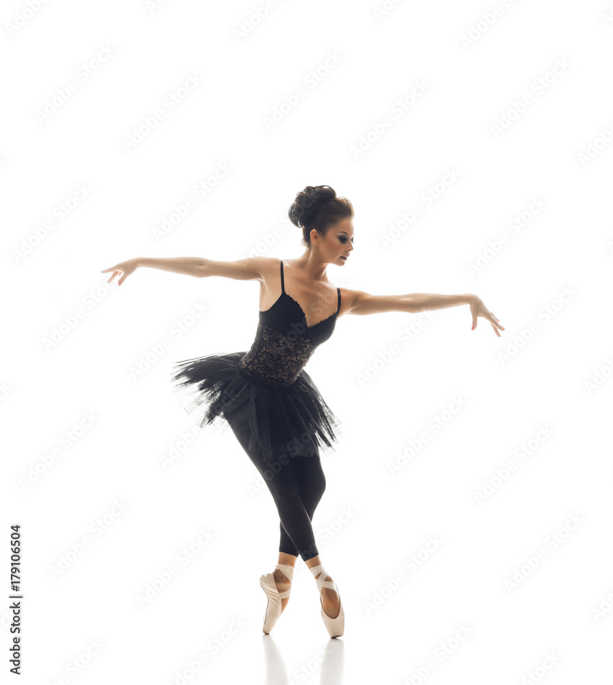 Obraz premium Young beautiful ballet dancer isolated over white background