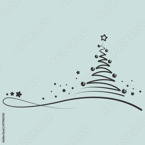 Weihnachtskarte - "Abstrakter Weihnachtsbaum" (in Mintgrün)