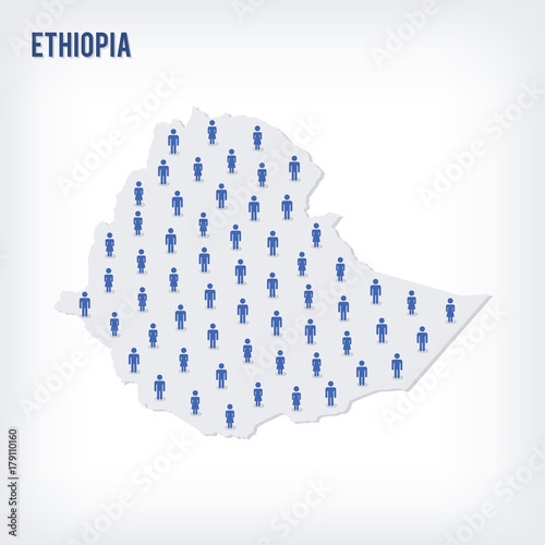 Vector people map of Ethiopia . The concept of population. photo