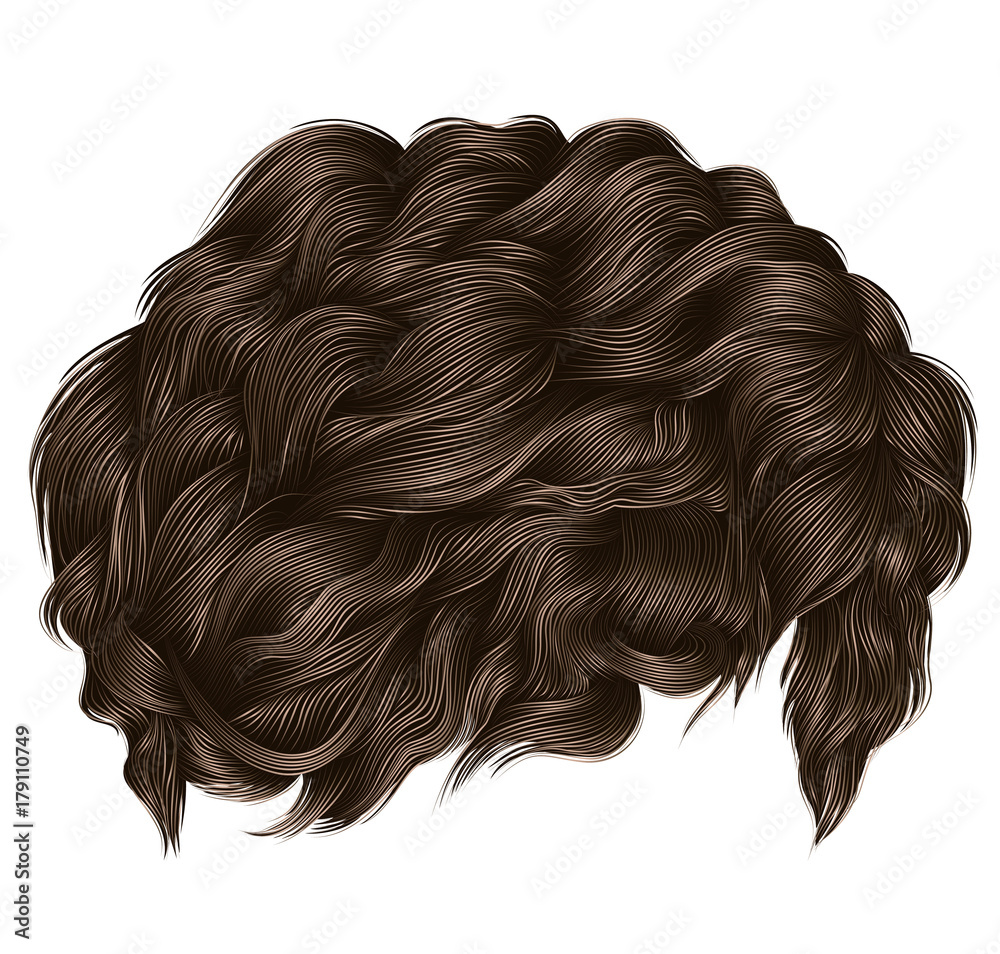 trendy curly hairs brown blonde colors . medium length . beauty style .realistic  3d .