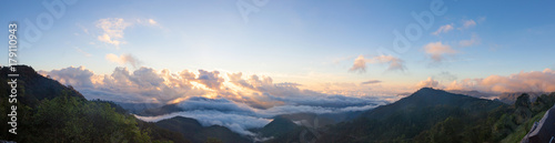 Panoramic, beautiful Misty Morning Sunrise © Mckyartstudio