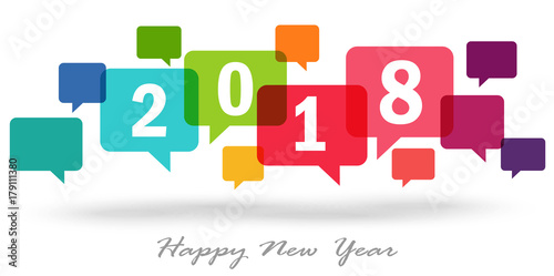 new year 2018 speech bubbles