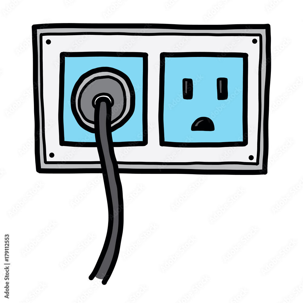plug and electric socket / cartoon vector and illustration, hand drawn  style, isolated on white background. Stock Vector | Adobe Stock