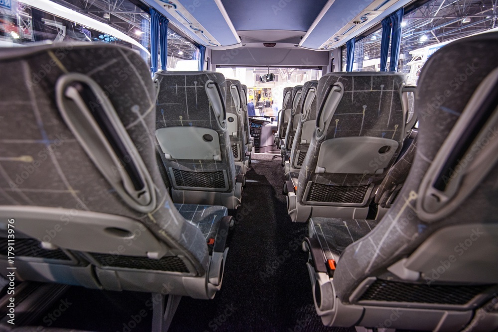 Seats in modern coach bus.