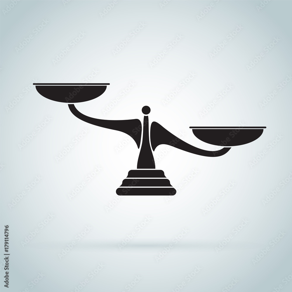 Scales icon. Vector black scale silhouette illustration. Stock Vector