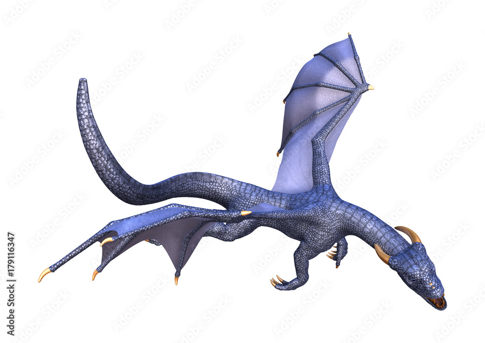 Naklejka premium 3D Rendering Fantasy Dragon on White