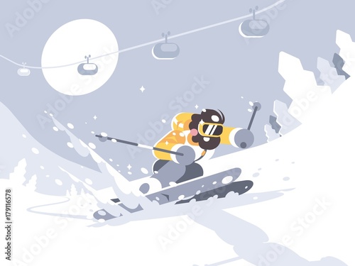 Skier skiing in ski resort