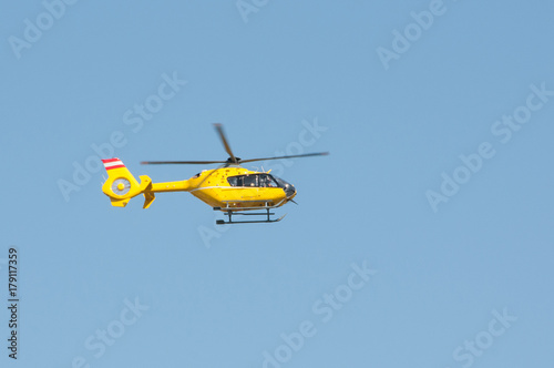 yellow rescue helicopter