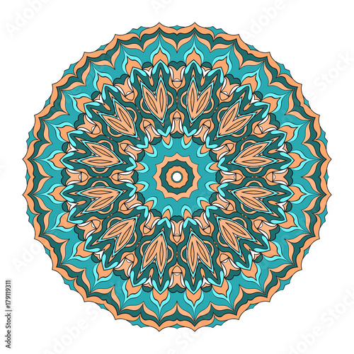 Circle pattern. Hand draw Mandala. Decorative elements. vector illustration. Anti-stress therapy pattern.