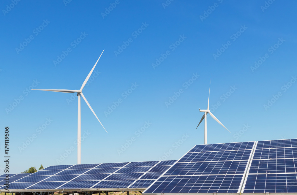 Solar cells and wind turbines generating electricity is solar energy