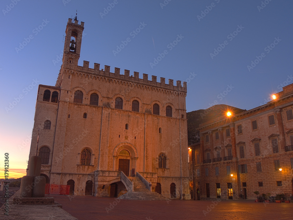 Gubbio, Italy. One of the most beautiful small town in Italy. The historical building called Palazzo dei Consoli