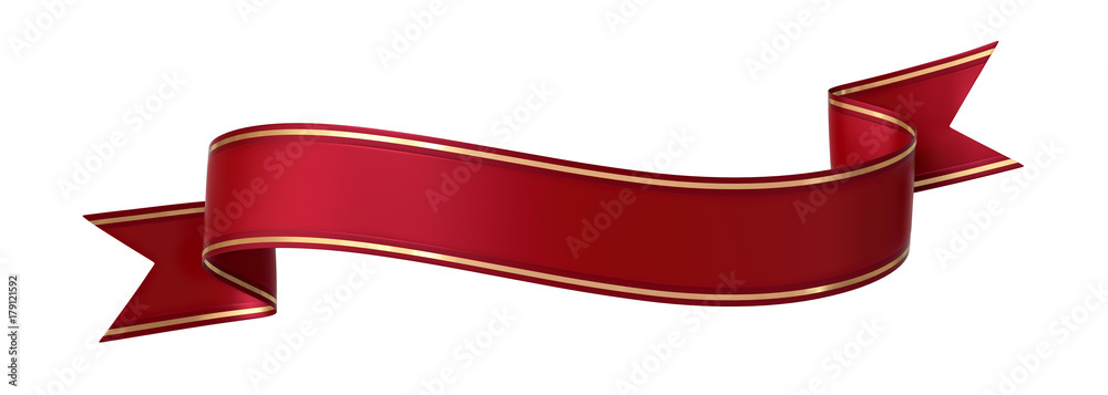Red ribbon banner with gold border - arc up and down with wavy ends Red ribbon banner with gold border - arc up and down with wavy ends