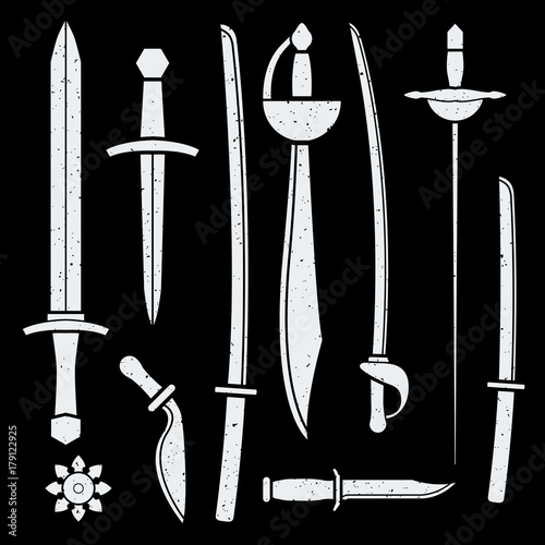 medieval cold steel arms collection.