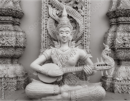 Temple sculpture at Wat Mingmuang in Nan Thailand photo