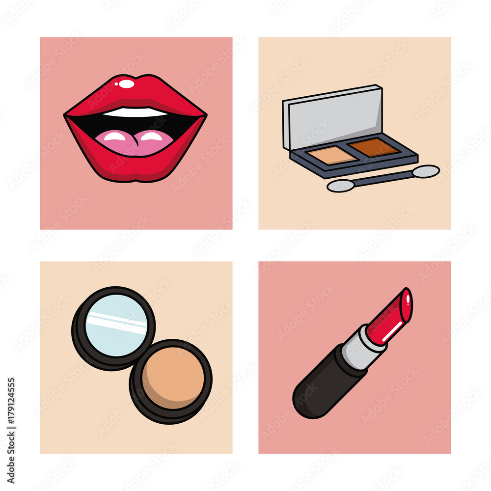 Obraz premium Women make up icons set icon vector illustration graphic design