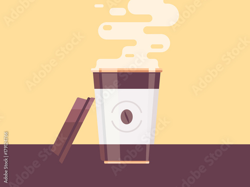 Coffee cup vector illustration. Disposable coffee cup