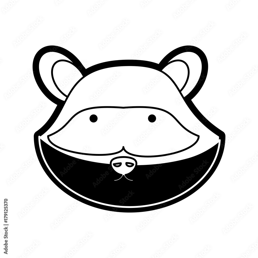 flat line monchromatic raccoon face over white background vector illustration flat line monchromatic raccoon face over white background vector illustration